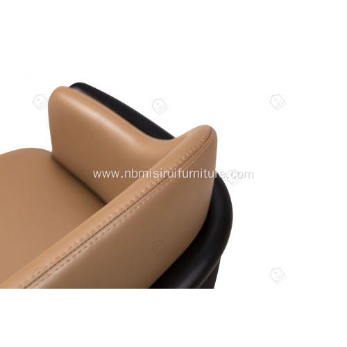 Designer brown leather armrest single chairs